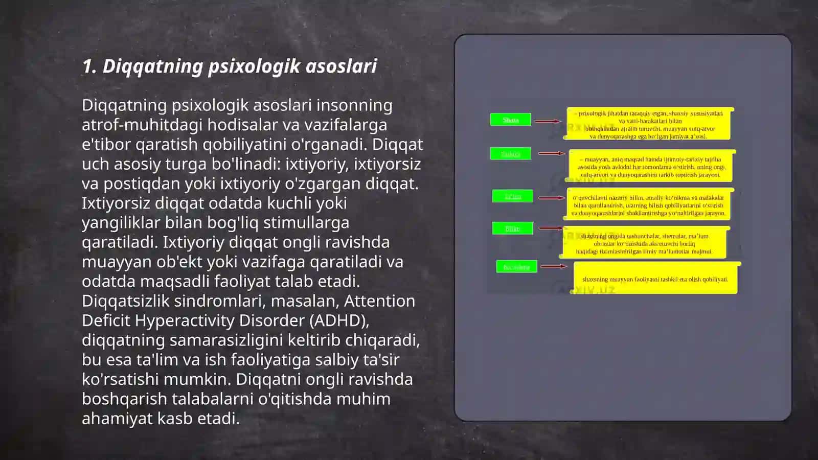 Diqqat turlari va uning xususiyatlari 3