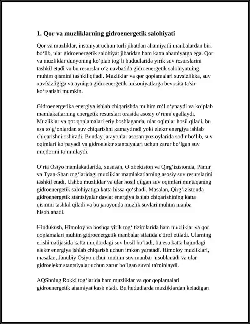 QOR VA MUZLIKLARNING GIDROENERGETIK AHAMYATI 3