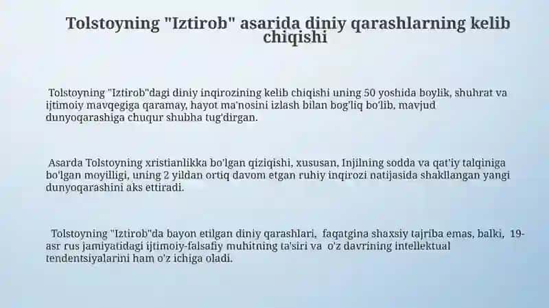 Tolstoyning "Iztirob" 3