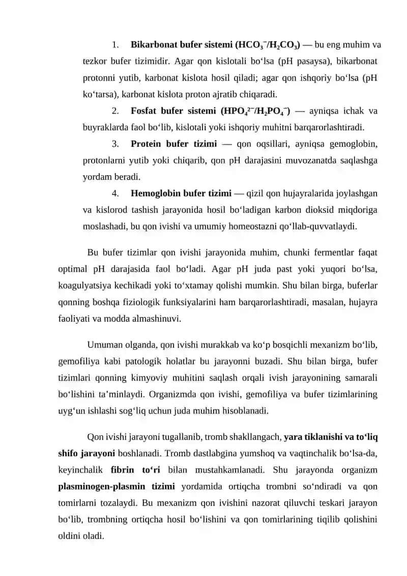 Qon ivishi gimafiliya qoni bufer sistemalari 3