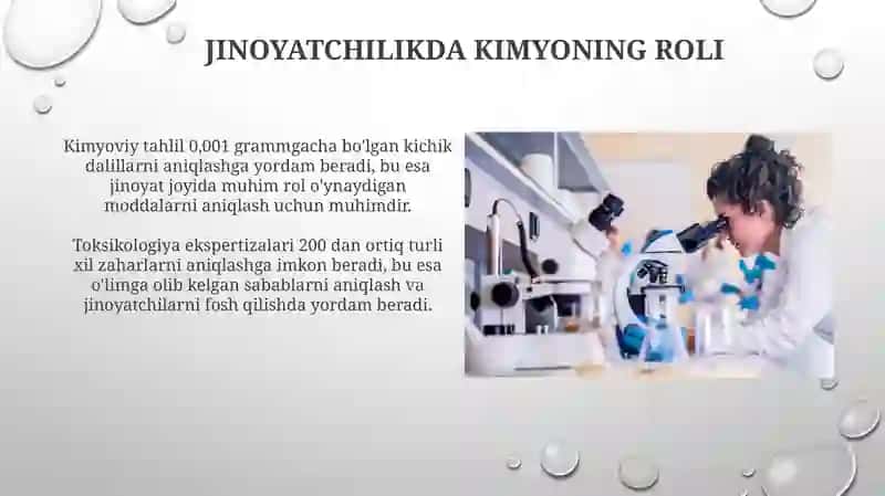 Kriminalistikada kimyoning o'rni 3