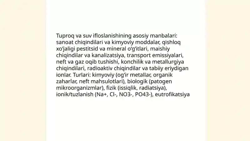 Tuproq va suvning ifloslanishi va ion boglanish 3
