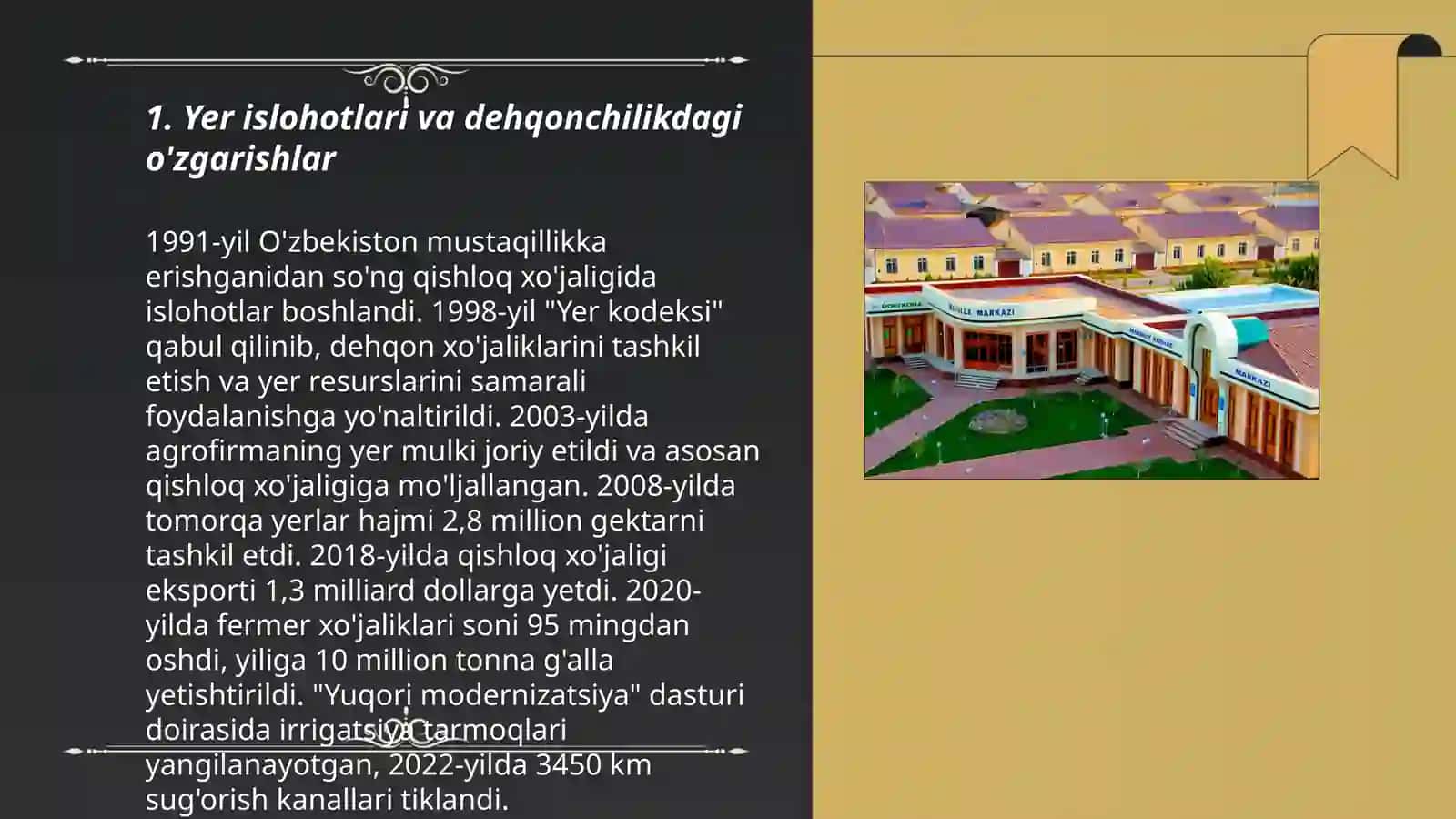 Yer islohotlari va dehqonchilikdagi o'zgarishlar 3