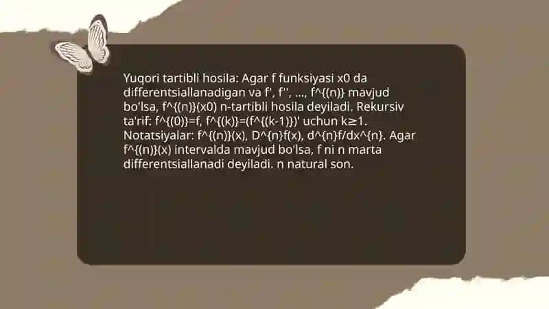 Yuqori tartibli hosilalar 3
