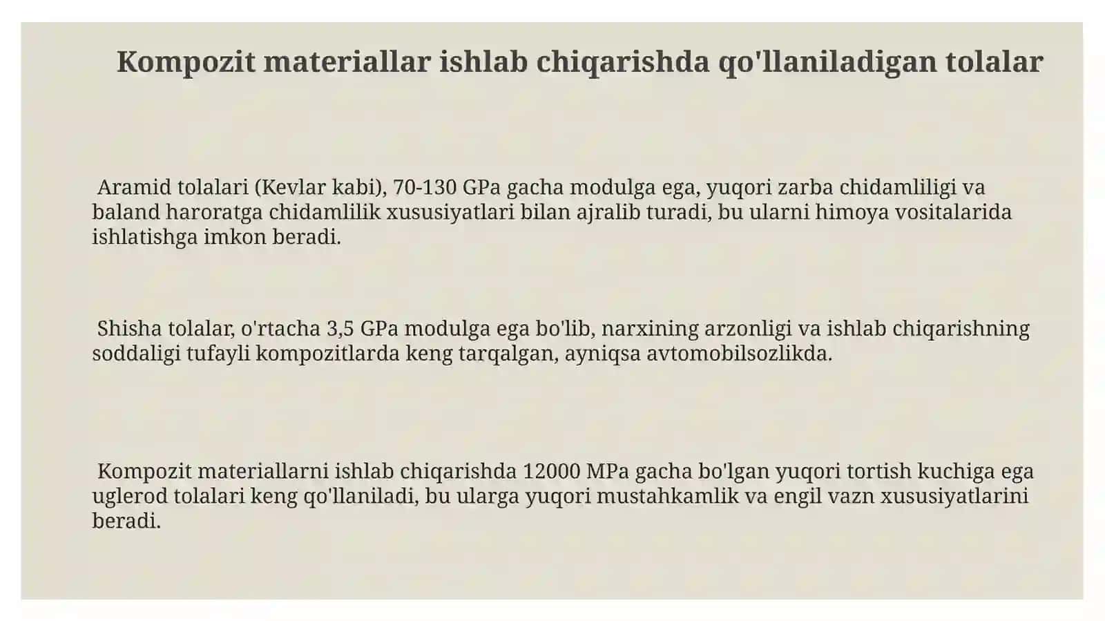 Aramid tolalari (Kevlar kabi) 3