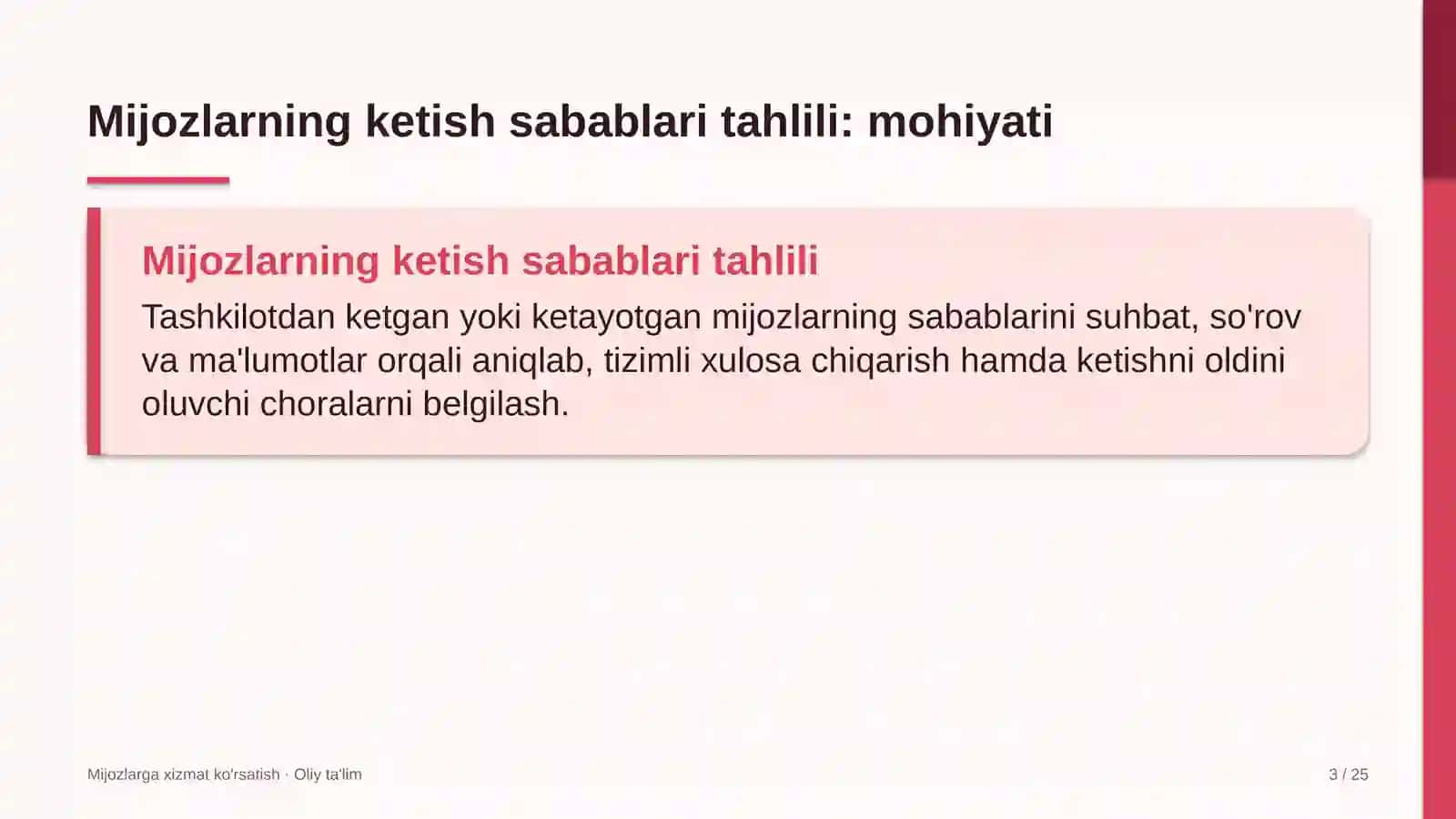 Ekologik ekspertiza tashkilotlarida mijozlarning ketish sabablarini tahlil qilish 3