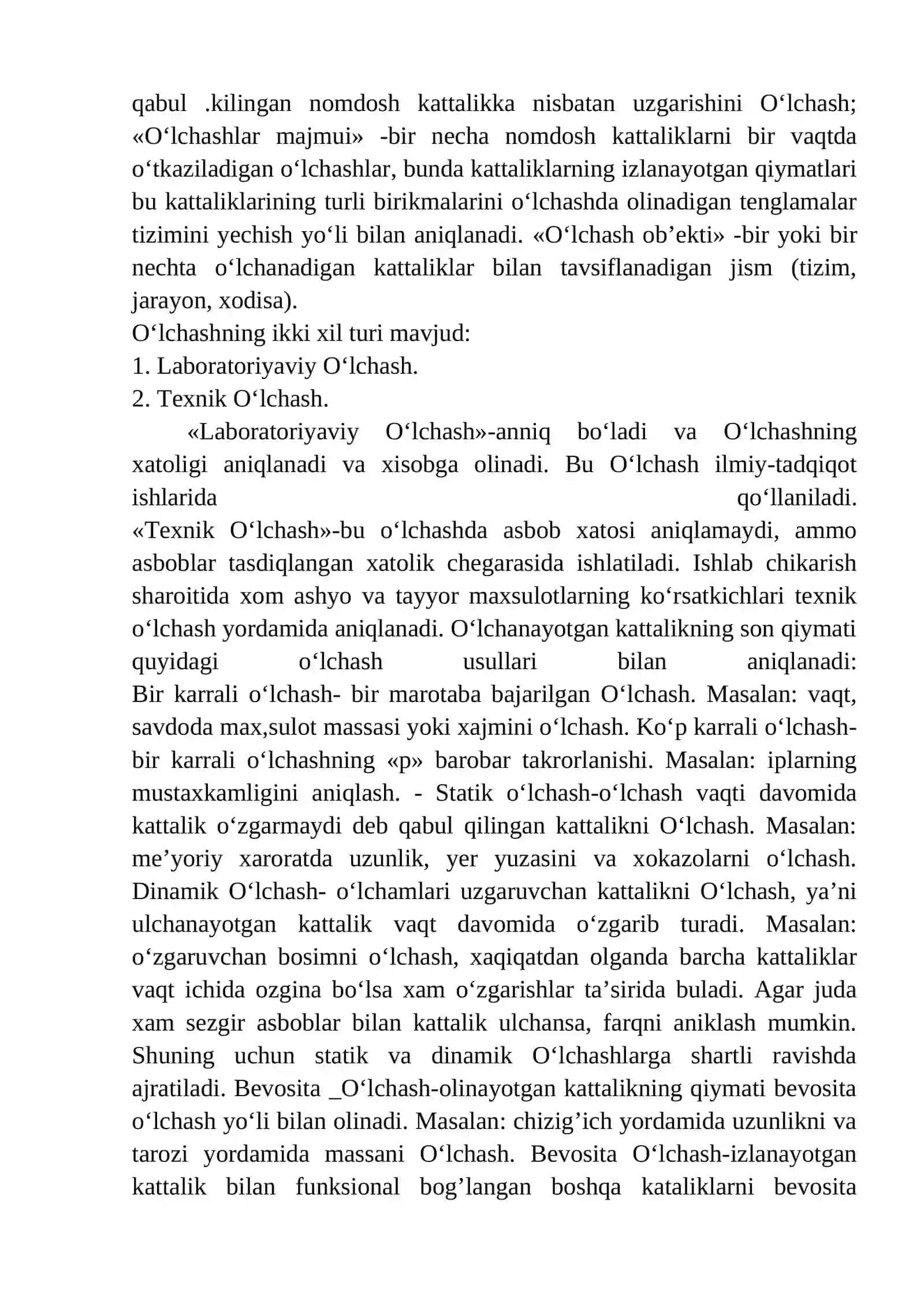 O’LCHASHLARNI BAJARISHDA ETALONLAR O’RNI 3
