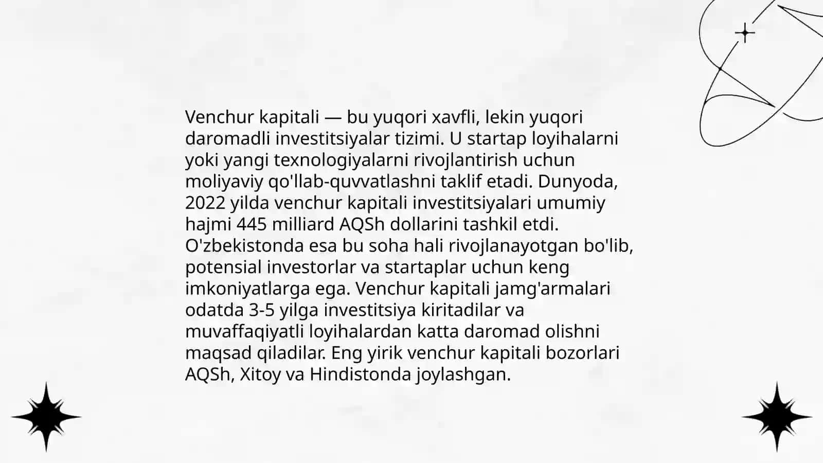Startapni moliyalashtirish va investitsiya 3
