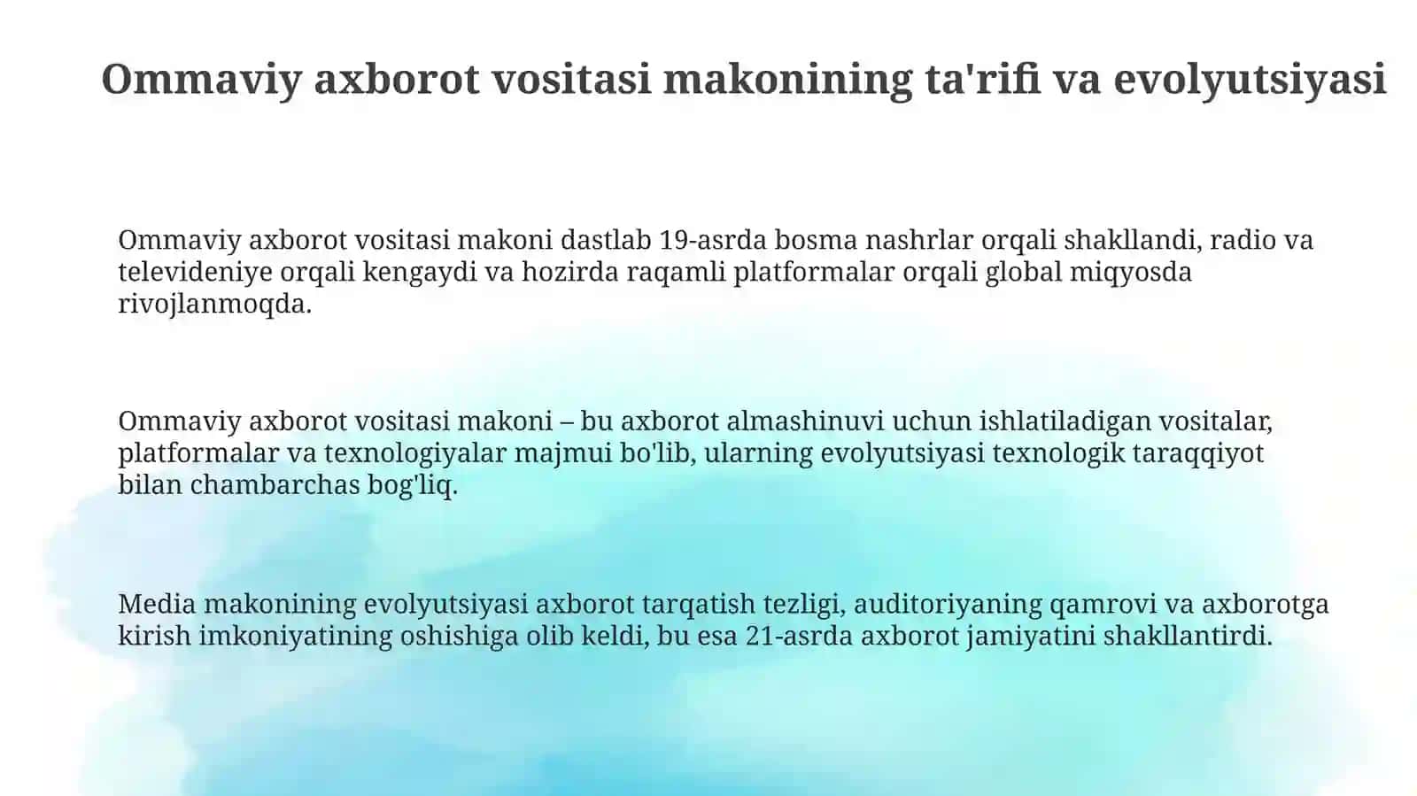 Ommaviy axborot vositasi makonining ta'rifi va evolyutsiyasi 3