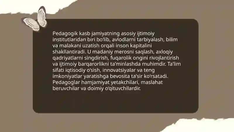 Pedagogik kasbining jamiyatdagi oʻrni 3
