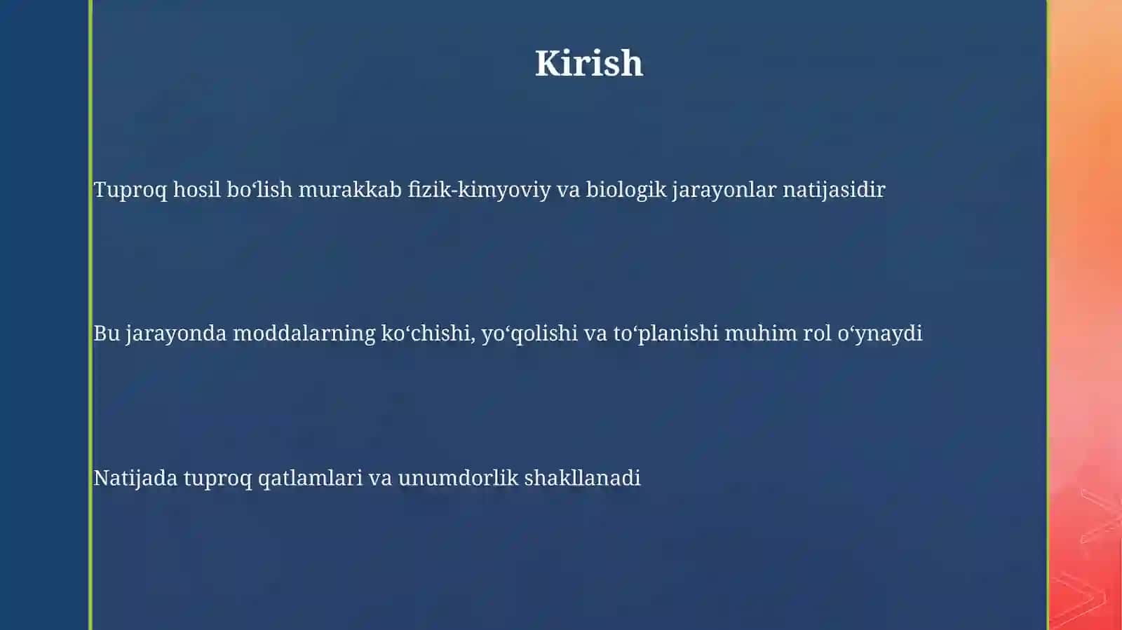 Tuproqlar paydo bo'lishi 3