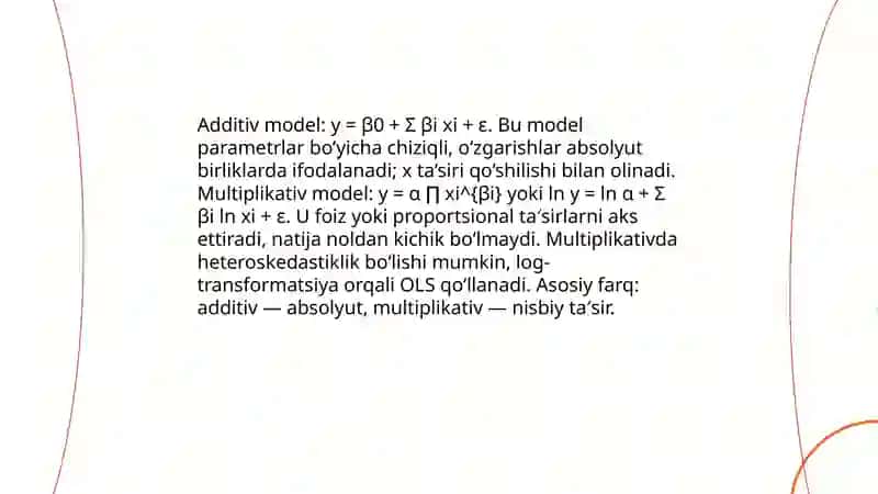 Additiv va multiplikativ ekonometrik modellarni tuzish 3