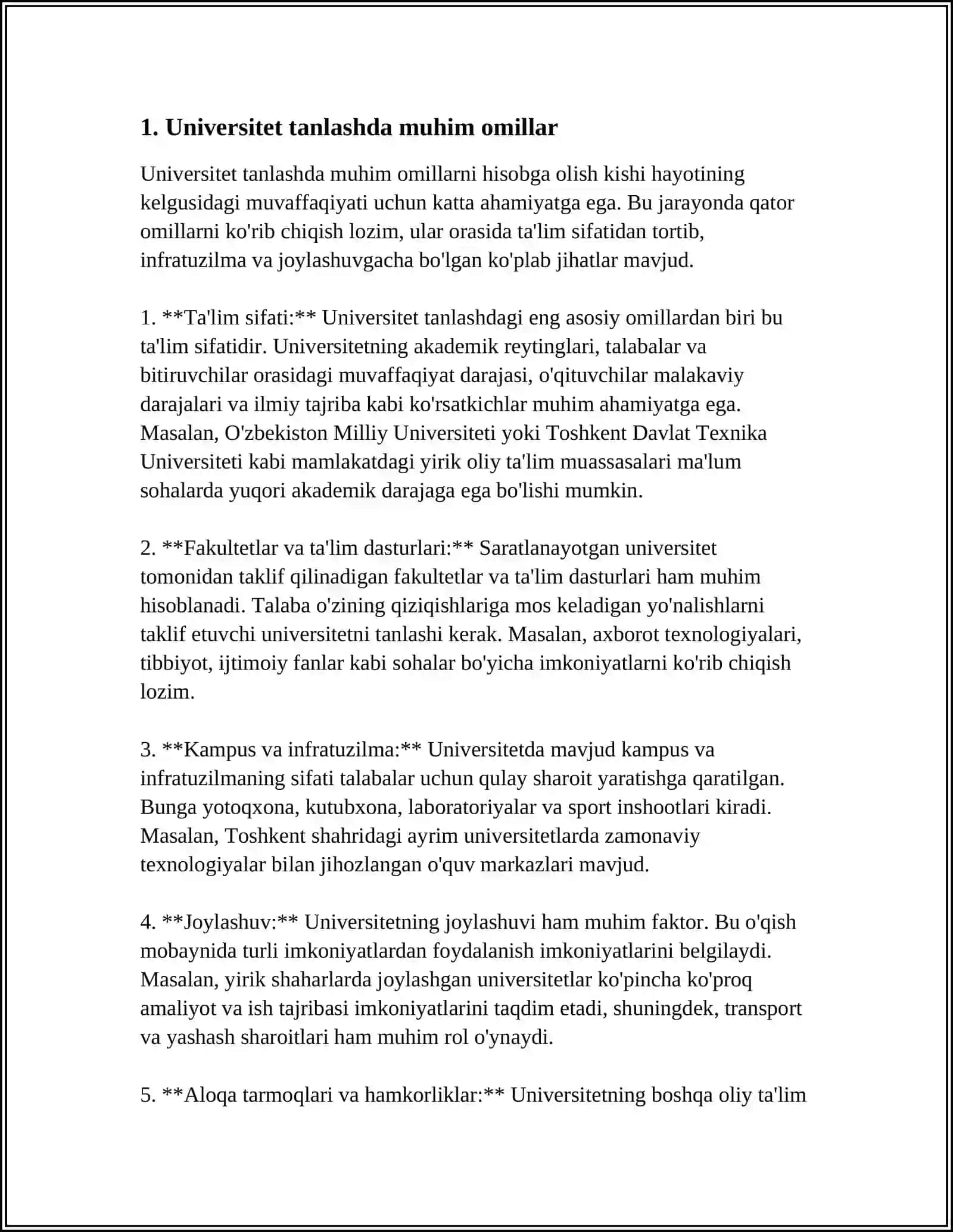 UNIVERSITET HAQIDA TAVSIYANOMA 3