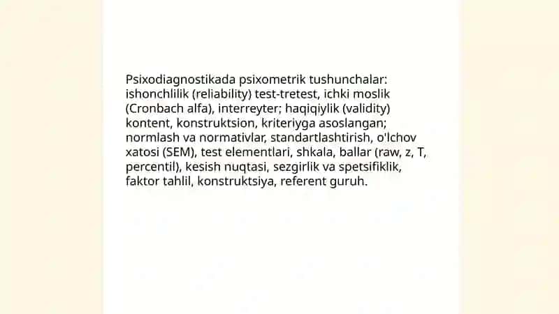 Psixadiagnostikaning psixometrik asoslari 3