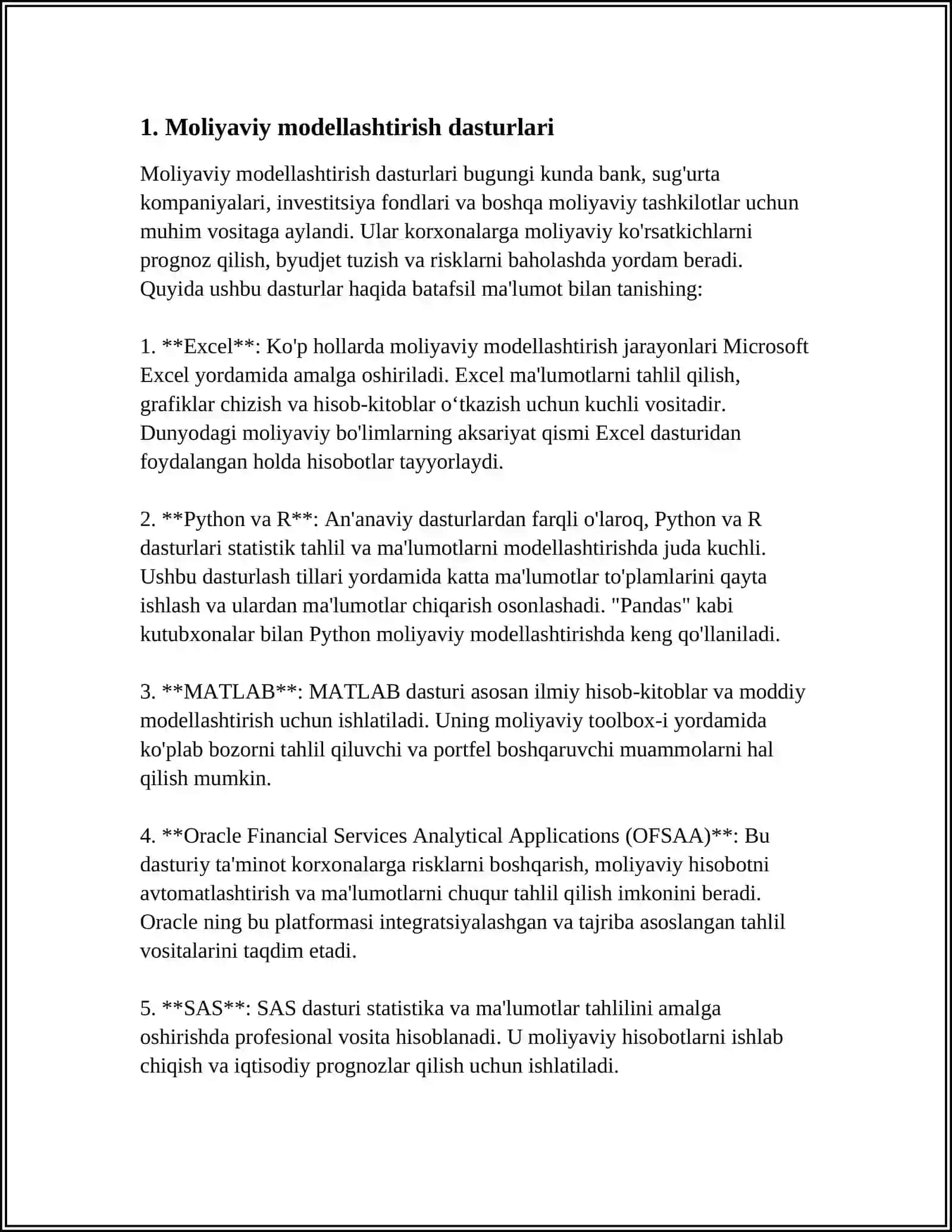 Moliyaviy modellashtirish dasturlari 3