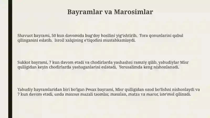Yahudiylik ta'limoti, an'ana va marosimlari 3