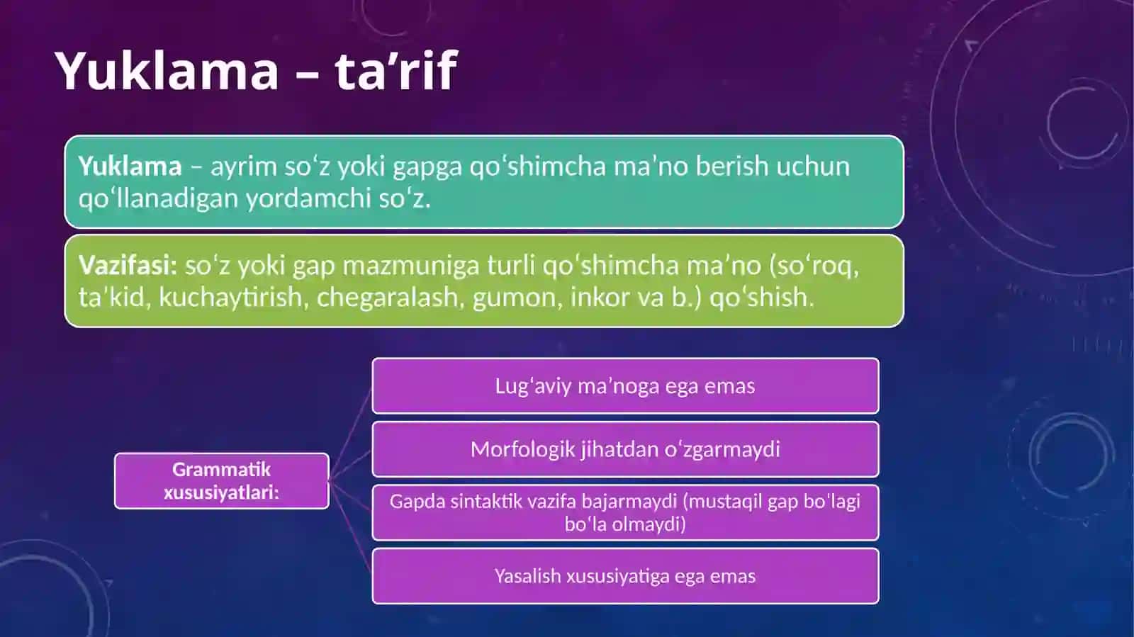 Yuklamalar–yordamchi so‘z turkumi 3