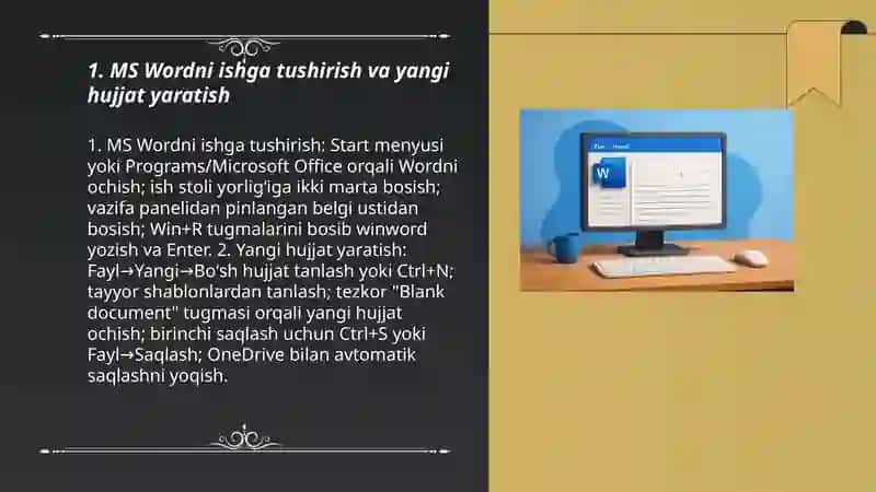 MS WORD matn muharri bilan ishlash 3
