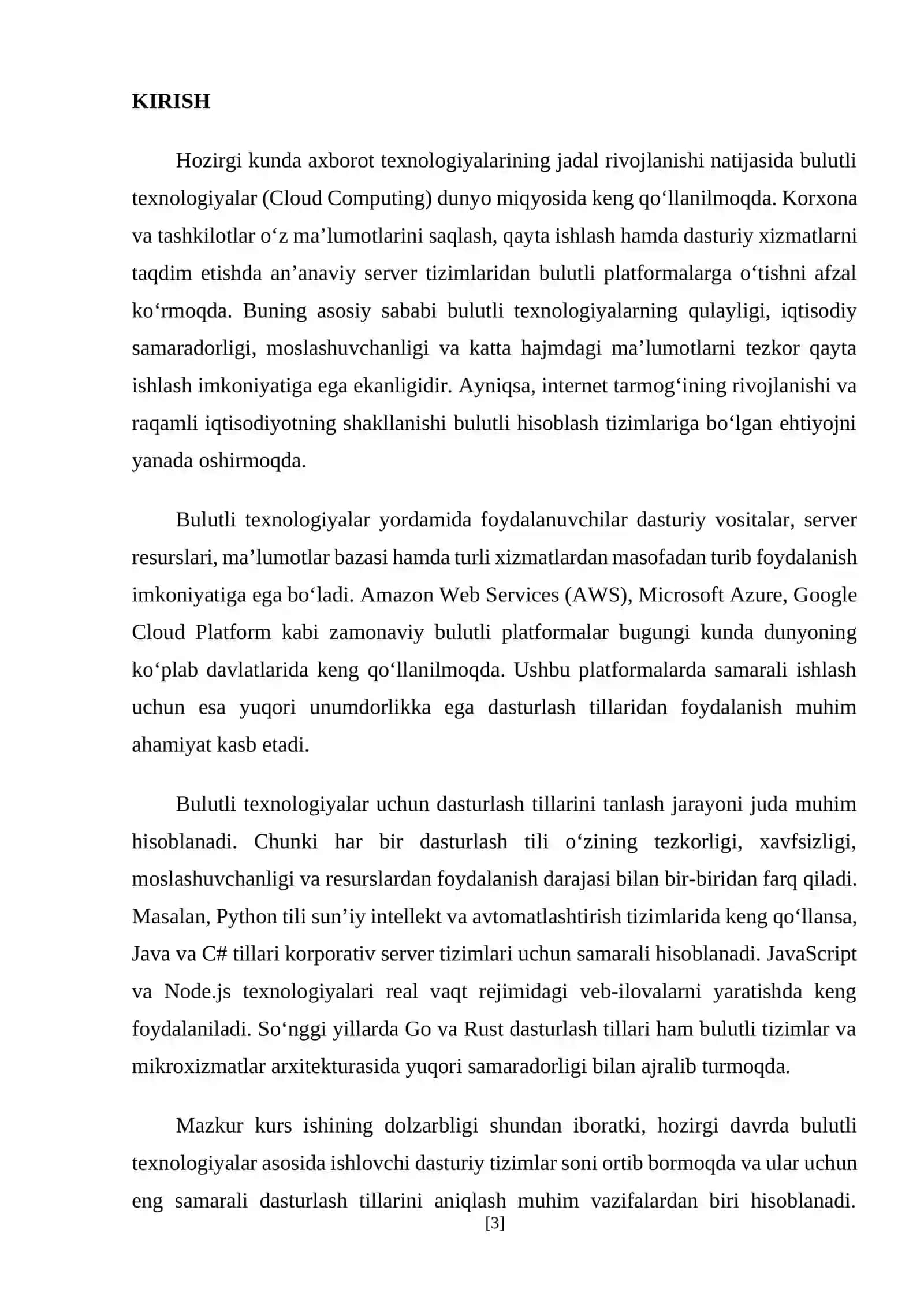 Bulutli texnalogiyalar uchun samarali dasturlash tillari 3