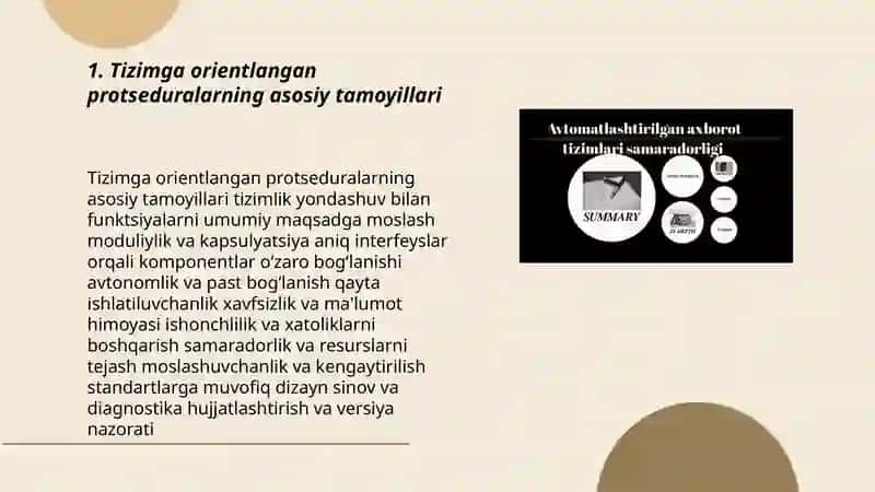 Tizimga orientlangan protseduralarni loyixalash 3