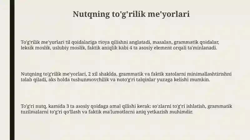 Nutqning to'g'rilik me'yorlari 3