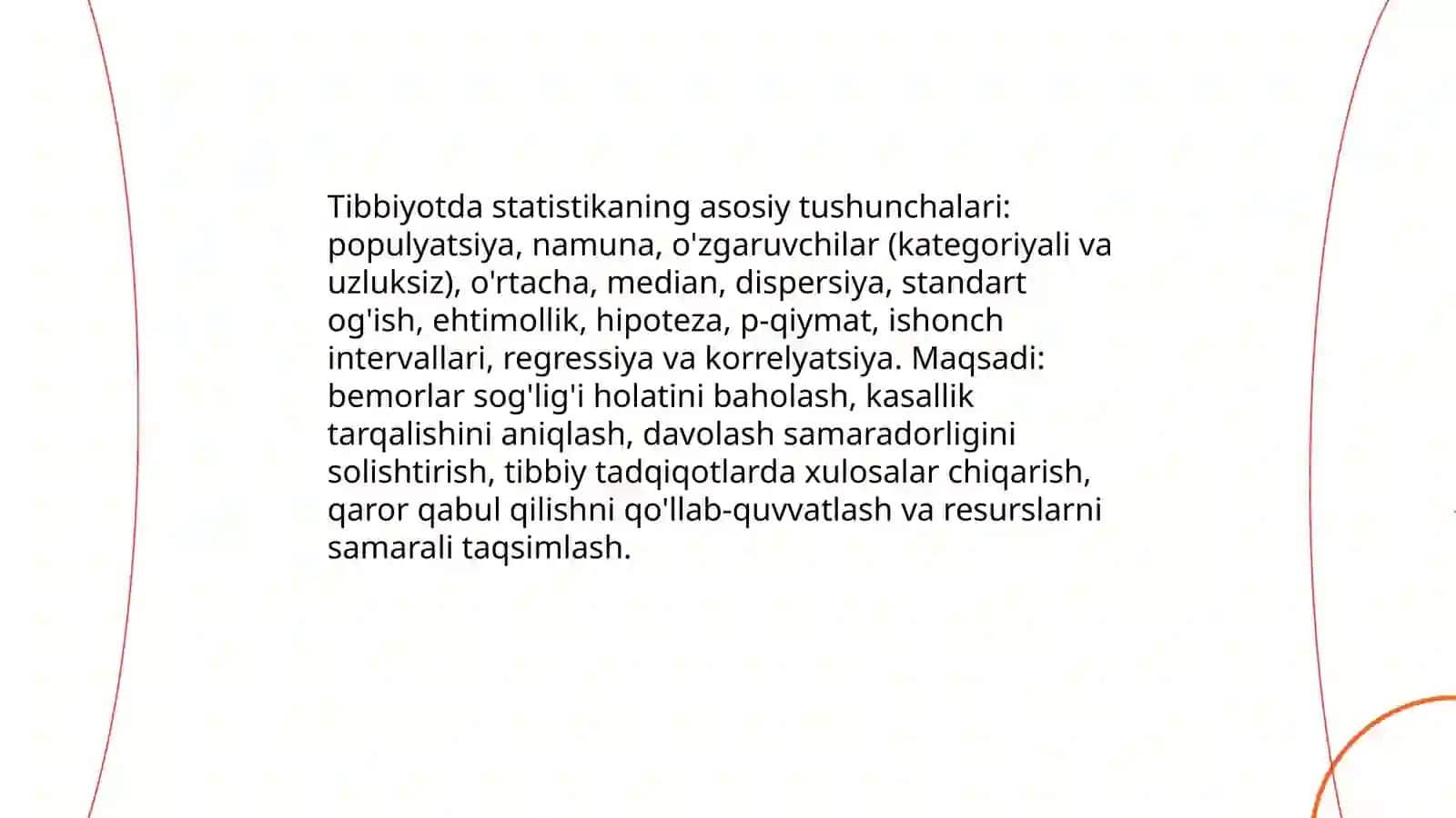 Tibbiyotda statistikaning maqsadi va ahamiyati - Abayev Og'abek 3