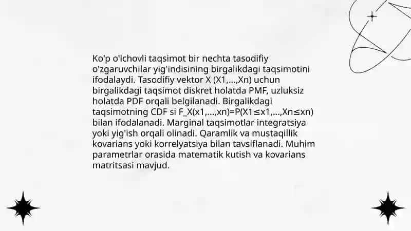 Ko'p o'lchovli taqsimotlar 3