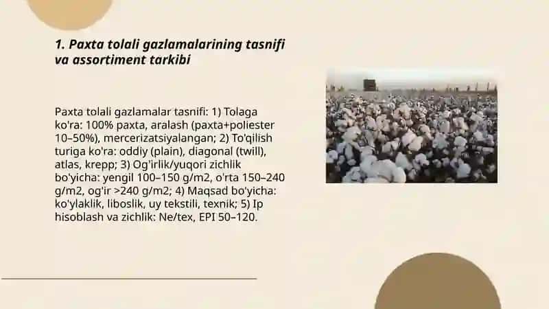 Paxta Tolali Gazlamalarning Zamonaviy Assortimentlarini O'rganish 3