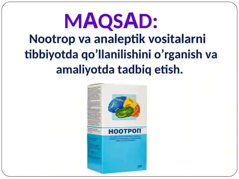Nootrop vositalar. Analeptiklar 3