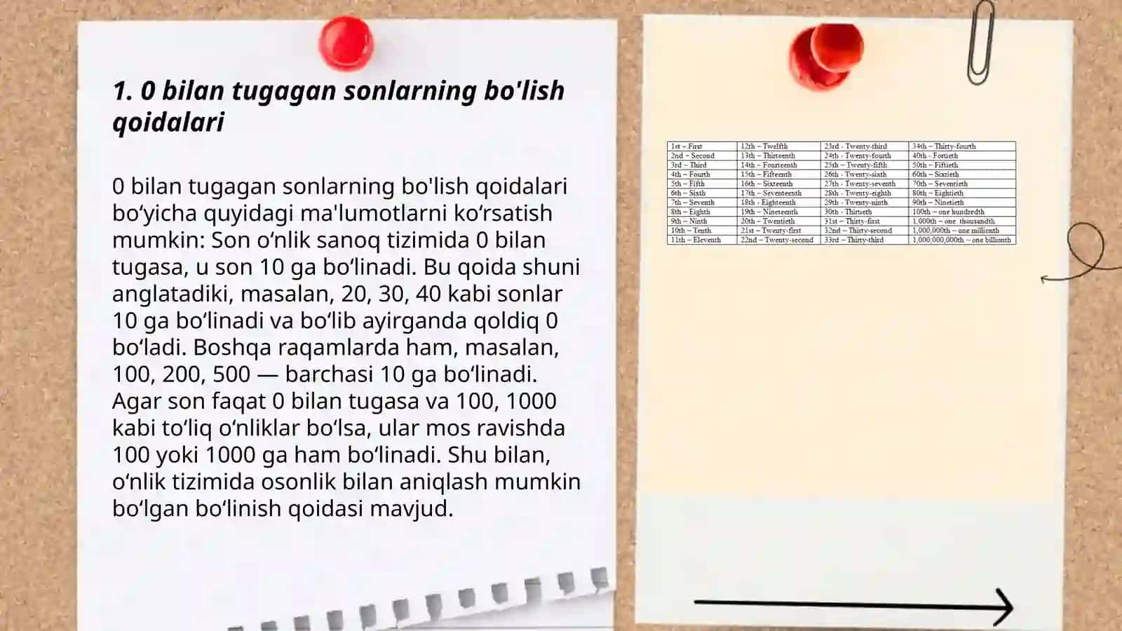 0 bilan tugagan sonlarning bo'lish qoidalari 3