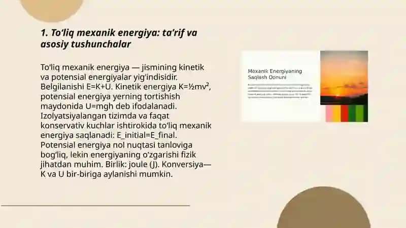 Toʻliq mexanik energiya 3