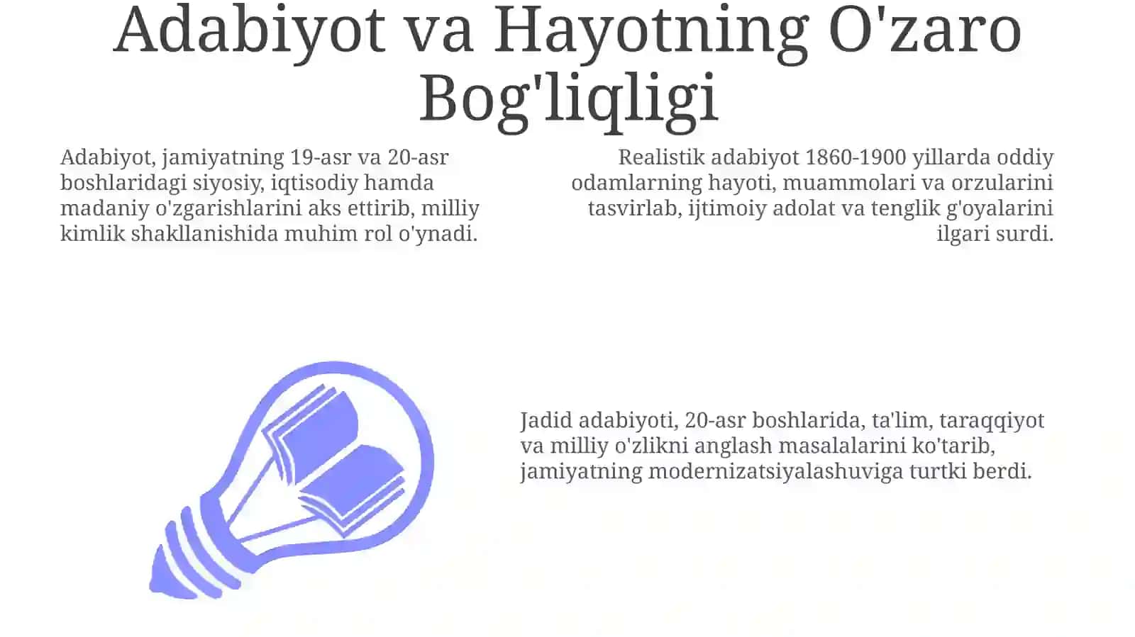 Adabiyot va hayot: o'zaro bog'liqlik 3