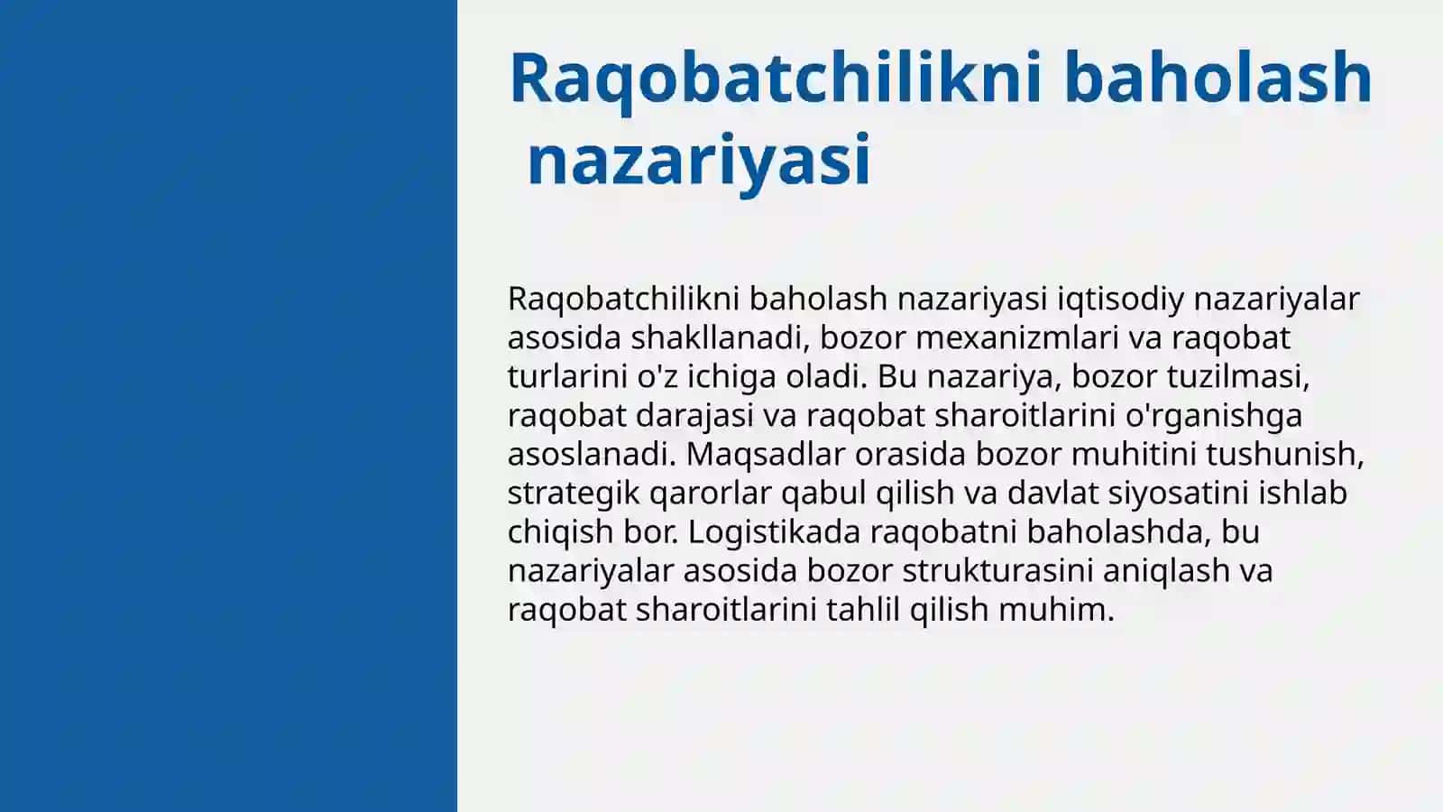 Logistikada raqobatchilikni baholash usullari 3