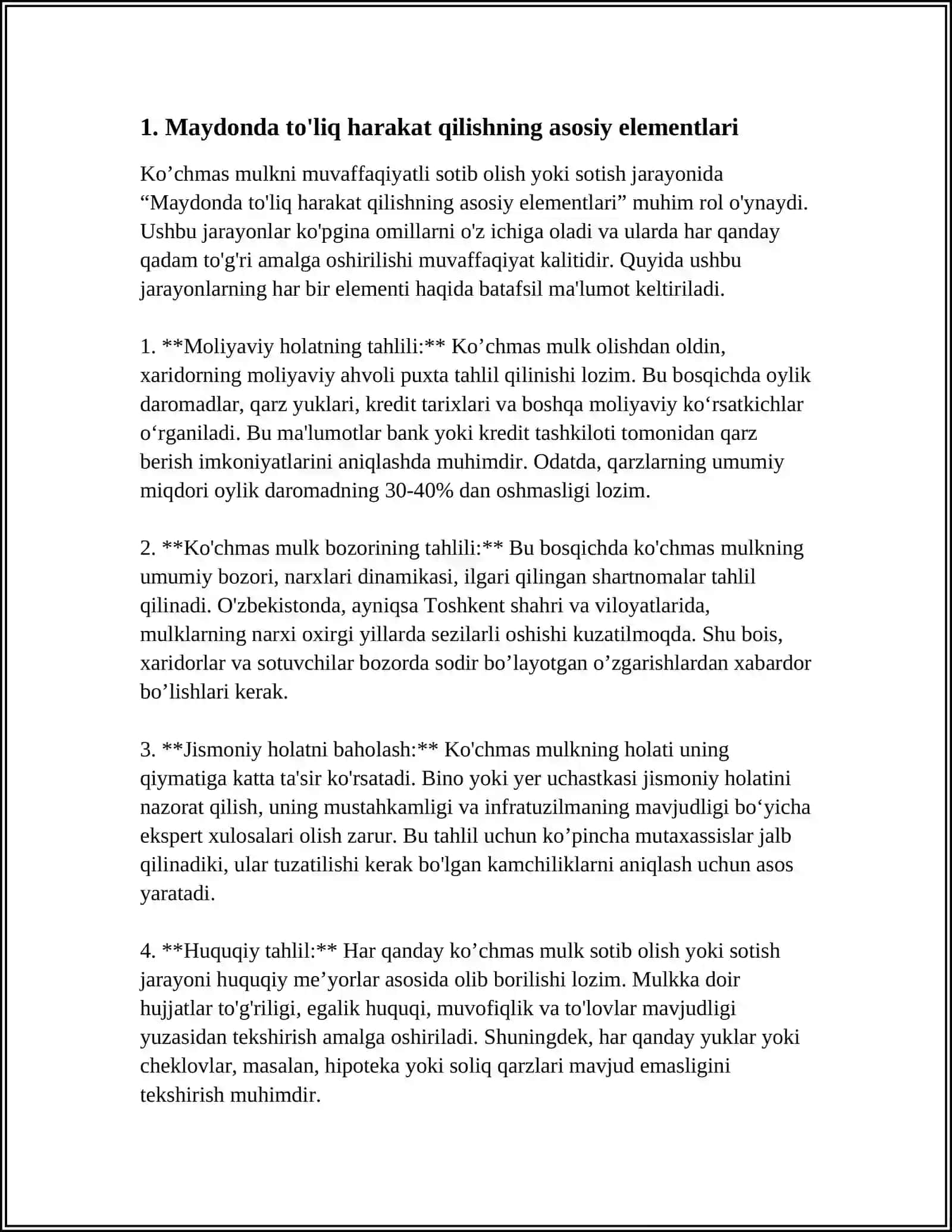 MAYDONDA TOʻLIQ HARAKAT QILISH TEXNIKASI 3
