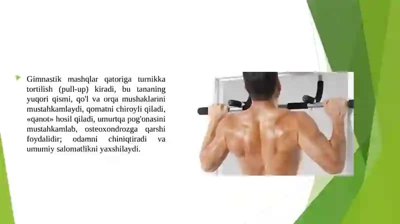 Gimnastik mashqlar turnikka tortinish 3
