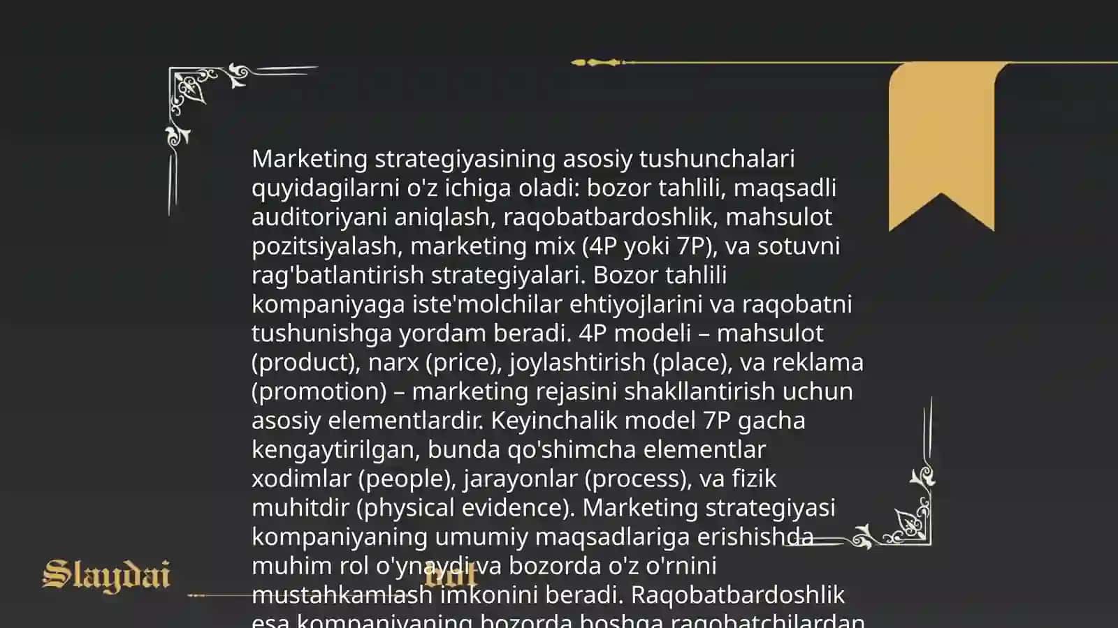 Marketing strategiyasining moliyaviy jihatlari 3