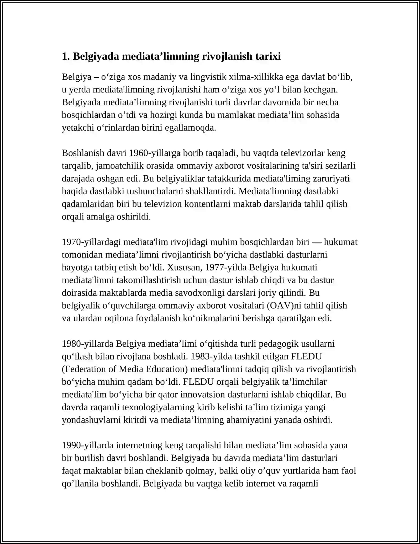 BELGIYA, GERMANIYA,SHVETSARIYA, SKANDINAVIYA DAVLATLARIDA MEDIATAʼLIM 3