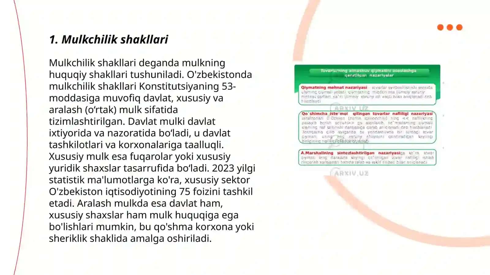 Mulkchilik munosabatlari va uning jihatlari 3