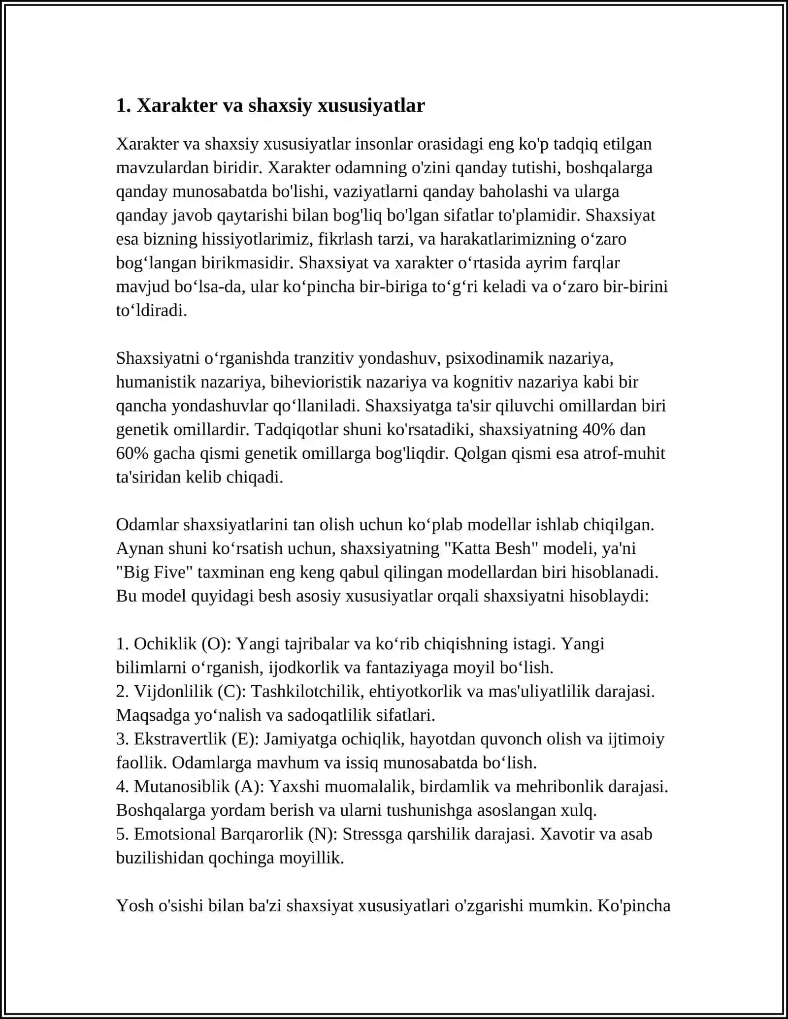 XARAKTER VA QOBILIYAT 3