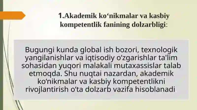 AKADEMIK KO‘NIKMALAR VA KASBIY KOMPETENTLIK FANIGA KIRISH 3