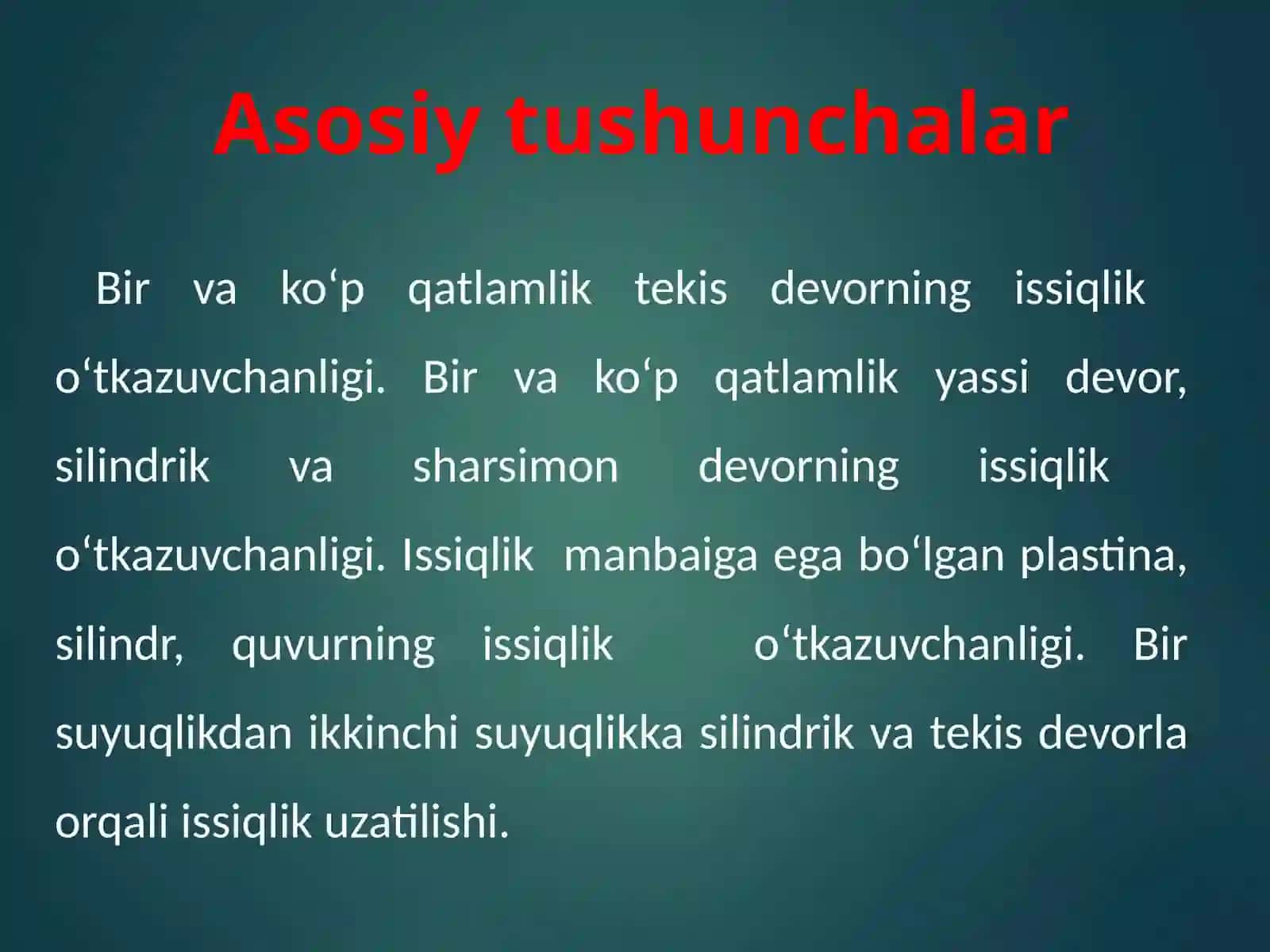 Issiqlik o'tkazuvchanlik 3