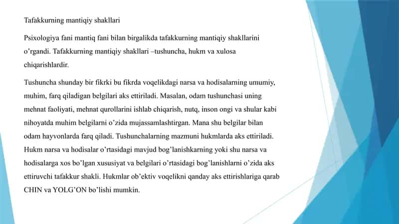 Taffakurning mantiqiy shakilari va qonunlari 3