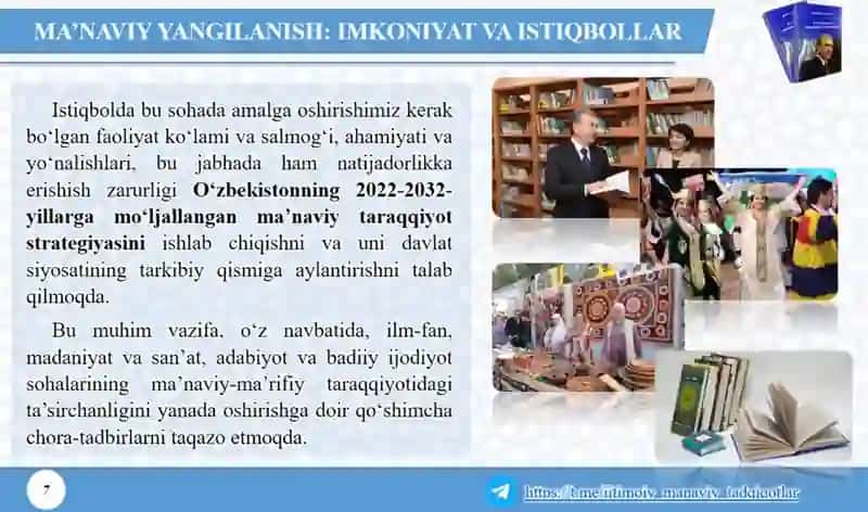 Yangi O'zbekistonda amalga oshirilayotgan ma'naviyoʻzgarishlar 3