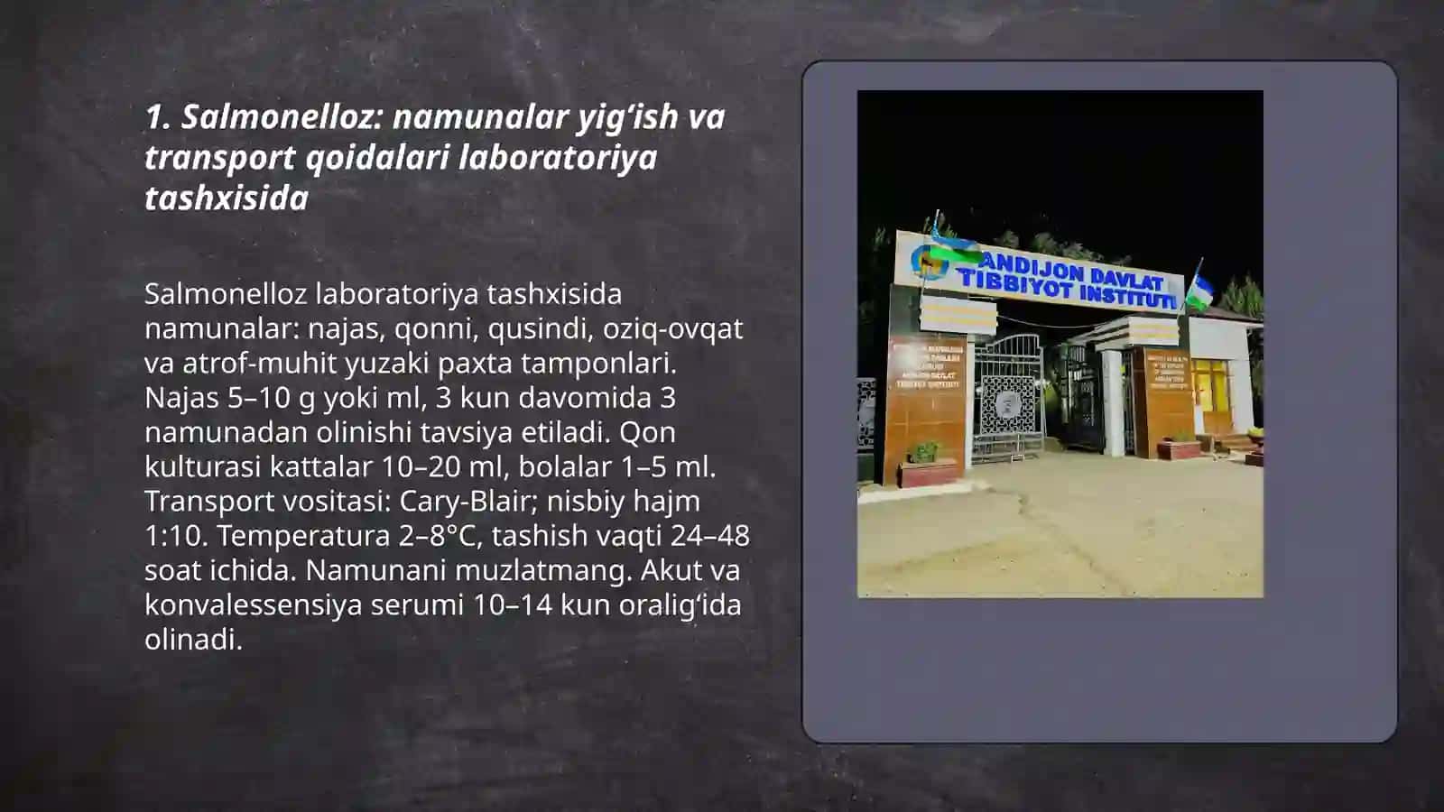 Salmonelloz: namunalar yig‘ish va transport qoidalari laboratoriya tashxisida 3