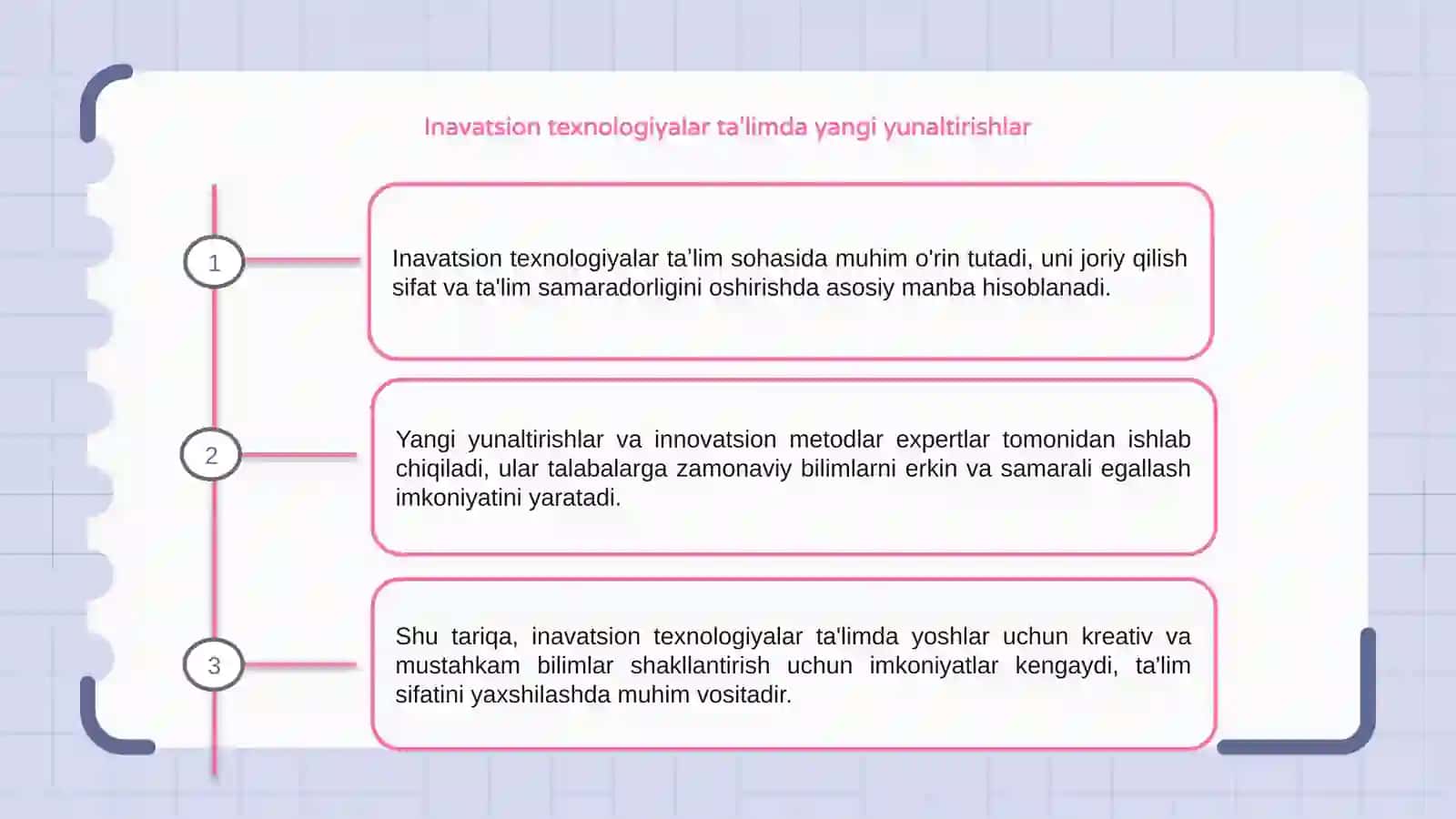 Inavatsion texnalogiyalar ta'lim sifatini oshirish manbai sifatida 3
