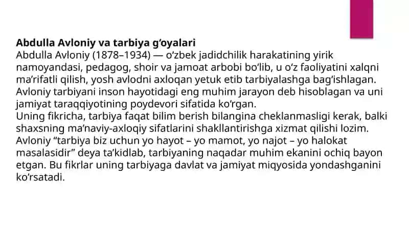 Abdulla Avloniy asarlaridan vijdon tarbiyasi masalalari 3