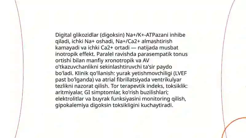 Digital glikozidlar (digoksin) va yurakga ta'siri 3