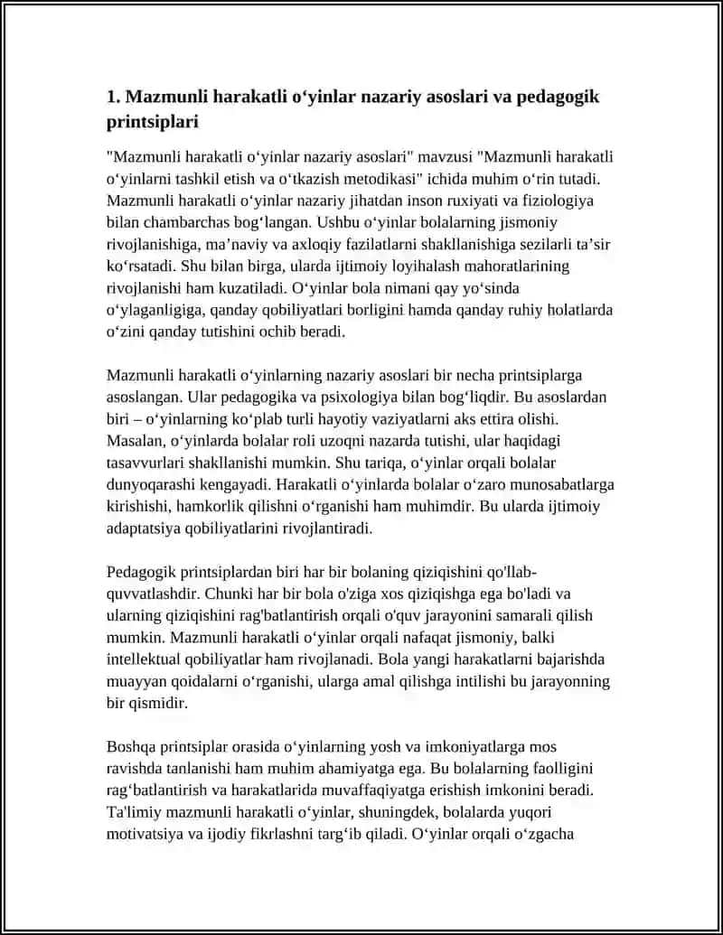 MAZMUNLI HARAKATLI OʻYINLARNI TASHKIL ETISH VA OʻTKAZISH METODIKASI 3
