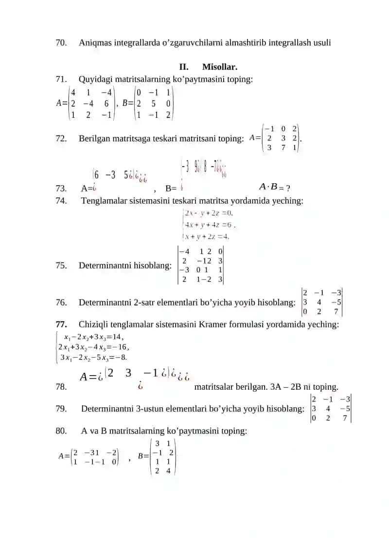 Matematika fanidan nazorat savollari 3