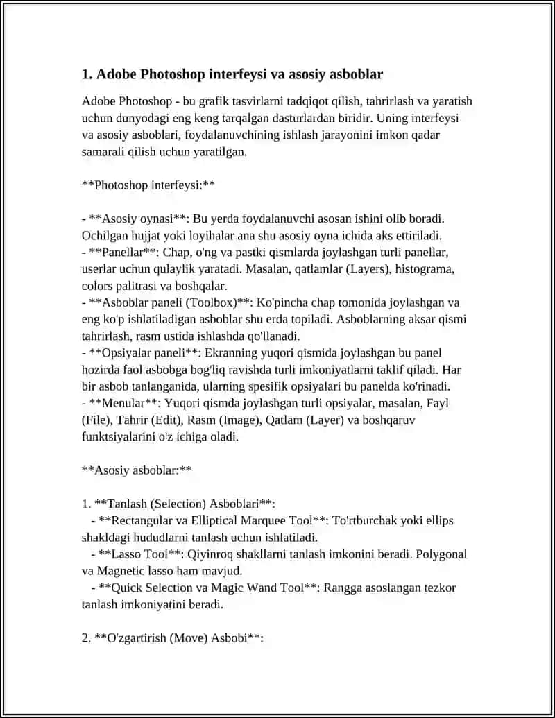 ADOBE PHOTOSHOP DASTURIDA TASVIRLARNI QAYTA ISHLASH VA MAXSUS EFFEKTLARNI QOʻLLASH 3
